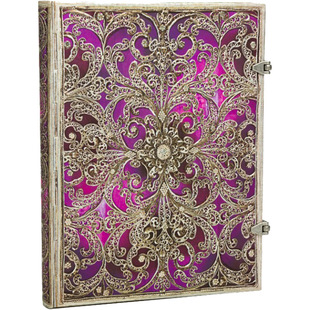 现货Paperblanks笔记本古银窗花银丝镶嵌复古奢华石榴石记事本子