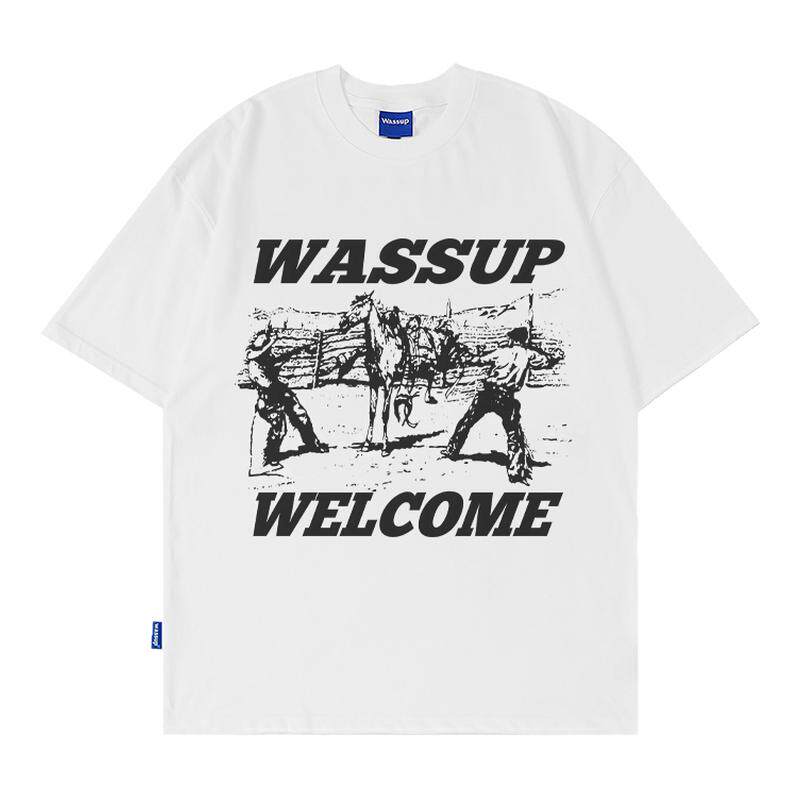 WASSUP西部牛仔重磅潮牌短袖T恤