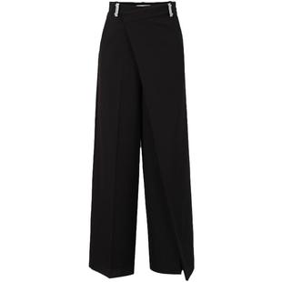 CALVINLUO V腰裁片装饰阔腿西裤 24春夏新品 灰/黑色