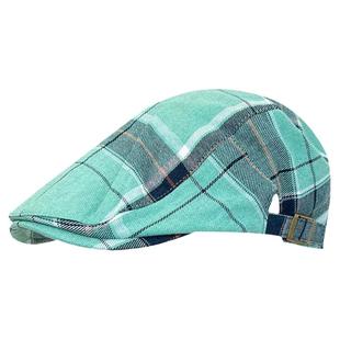 白昼小熊同款贝雷帽男女撞色复古格子前进帽文艺画家帽透气鸭舌帽