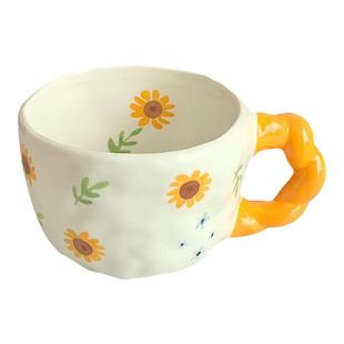 陶瓷杯韩式ins风手绘釉下彩马克杯可爱小众花茶情侣咖啡杯伴手礼