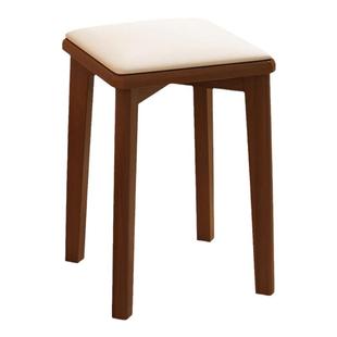 三梦实木凳子家用软包可叠放客厅餐桌备用小方板凳高级感化妆椅子