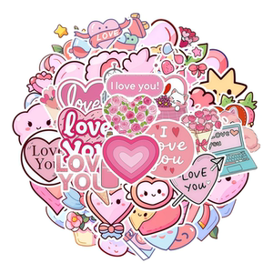 50张粉色浪漫ILOVEYOU心形贴纸
