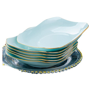 轻奢盘子菜盘家用2024新款高级感餐盘碟子四方盘陶瓷碗碟套装餐具