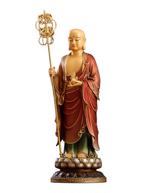 黄铜贴金地藏王菩萨佛像站像
