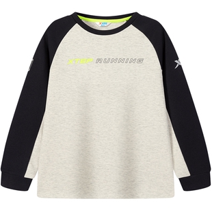 【商场同款】特步童装春季新款男童休闲卫衣大童拼色圆领儿童上衣