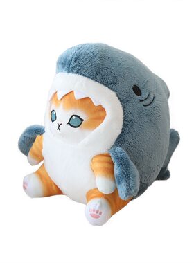 mofusand猫可爱猫咪变身鲨鱼抱枕