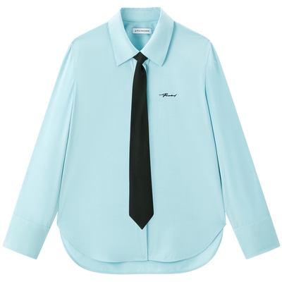 太平鸟经典长袖衬衫可拆卸领带