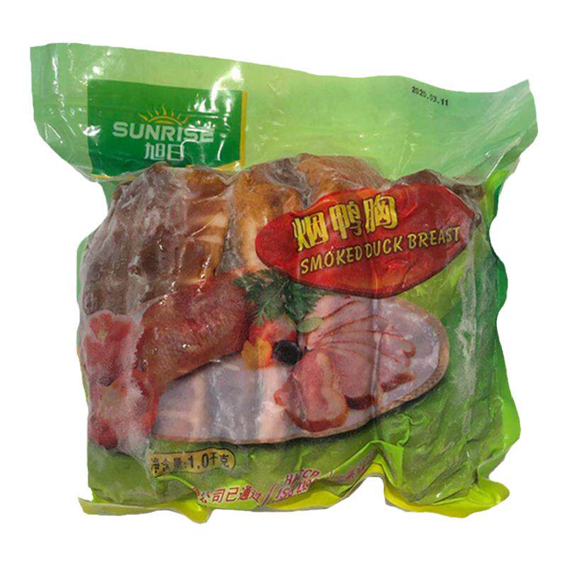 旭日烟熏鸭胸肉1kg 冷冻烟鸭胸即食沙拉黑椒熟鸭脯肉寿司西餐商用