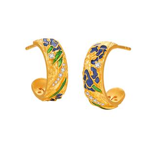 【商场同款】Leysen莱绅通灵 新经典系列锦上花 足金钻石耳钉