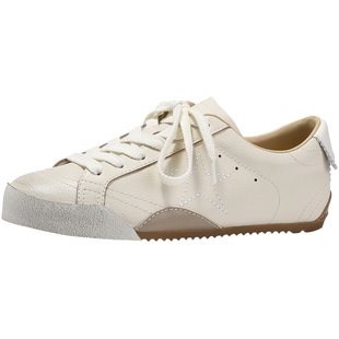 BellaLily2025秋季新款时尚百搭休闲小白鞋牛皮板鞋女做旧小脏鞋