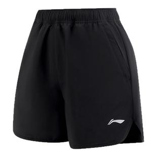 李宁运动短裤女夏季薄款跑步速干羽毛球训练a字版宽松健身五分裤