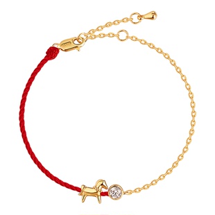 AJIDOU阿吉豆手链女款红绳小马手链玄马迎福系列马上有喜新年手饰