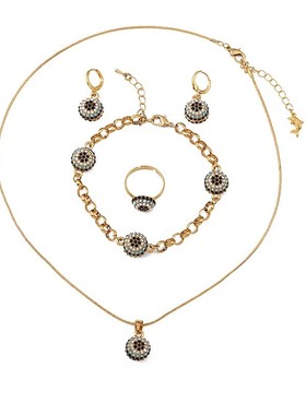 恶魔之眼耳环钛钢时尚饰品套装