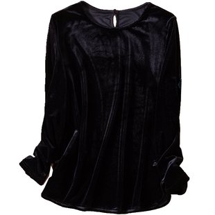 秋冬新国风金丝绒T恤现年秋冬新款内搭外穿小衫宽松舒适长袖大码