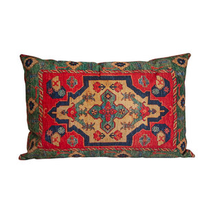 原创复古厚麻长条抱枕可定制带芯民族风双面长靠枕波西米亚靠垫