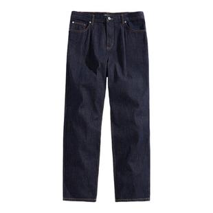 太平鸟男装 休闲牛仔裤时尚经典舒适明线原牛色牛仔裤直筒长裤潮