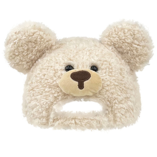 2025新款可爱小熊羊羔绒正反两戴鸭舌帽子女秋冬加厚保暖棒球帽潮