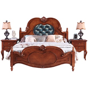 美式实木床单人床1.2米儿童床男孩床卧室小床欧式床1.5米双人床