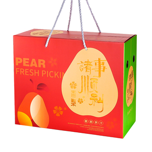 新疆香梨礼盒包装盒空盒子高档烫金库尔勒香梨手提礼品盒现货批发