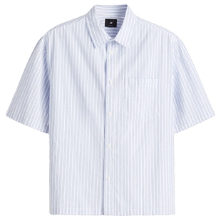 HM春季男装时尚休闲标准版型方形府绸衬衫1290111