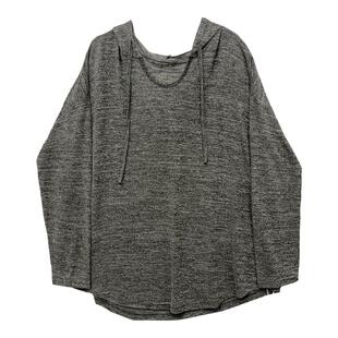 垂感遮肉。慵懒风杂色连帽针织衫女春夏宽松大码长袖T恤上衣卫衣