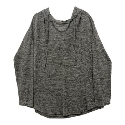 长袖大码宽松杂色上衣套头连帽