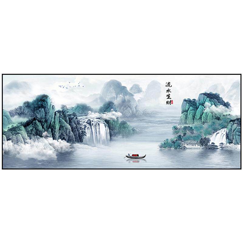 流水钻石新款砖石十字绣山水大画