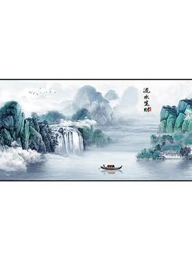 流水钻石新款砖石十字绣山水大画
