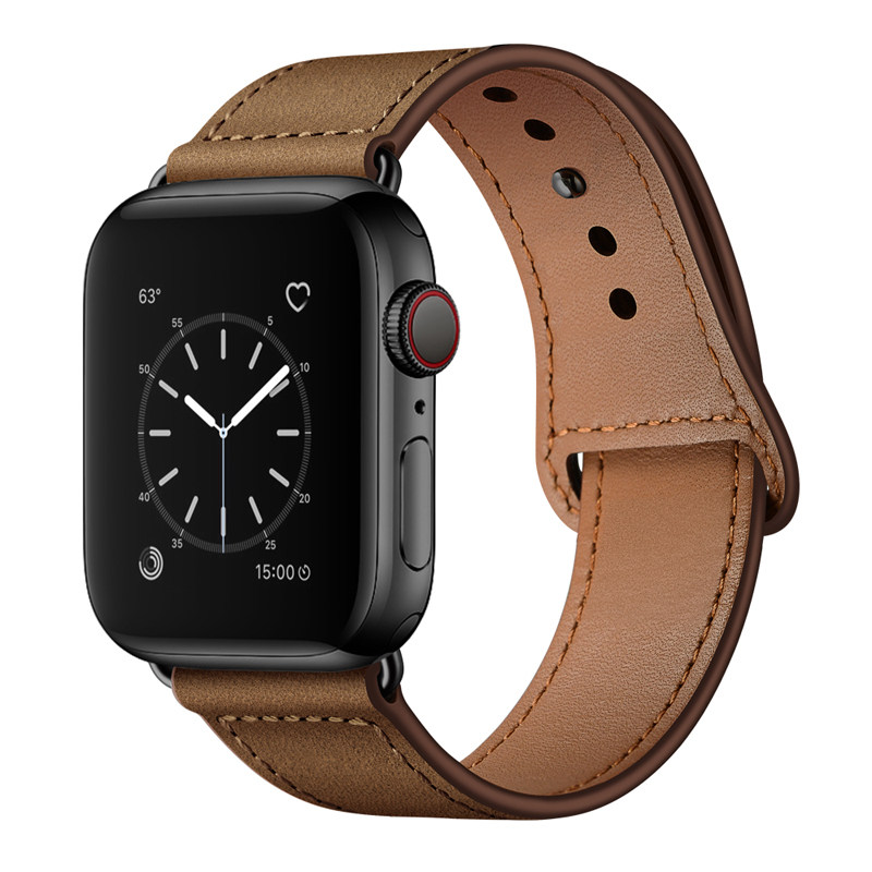 适用iwatch手表表带真皮10疯马棕