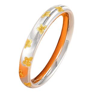 银千造宽面猫眼足银9999手镯女闭口轮胎纯银镯子碎冰冰吉言银镯子