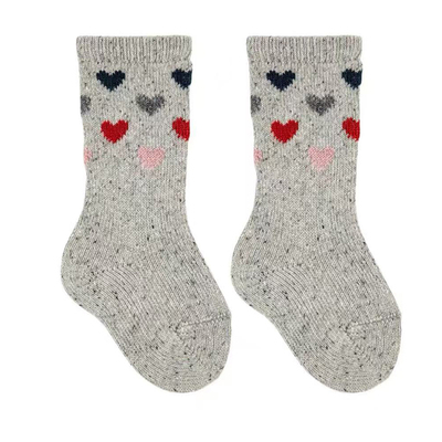 西班牙condor儿童羊毛短袜秋冬新款不勒脚不易掉跟爱心保暖中筒袜