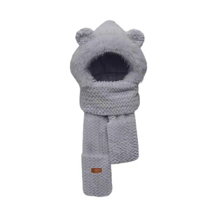 小熊毛绒帽子围巾一体女款秋冬季手套三件套冬天保暖2025新款儿童