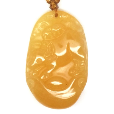 天然黄玉十二生肖吊坠