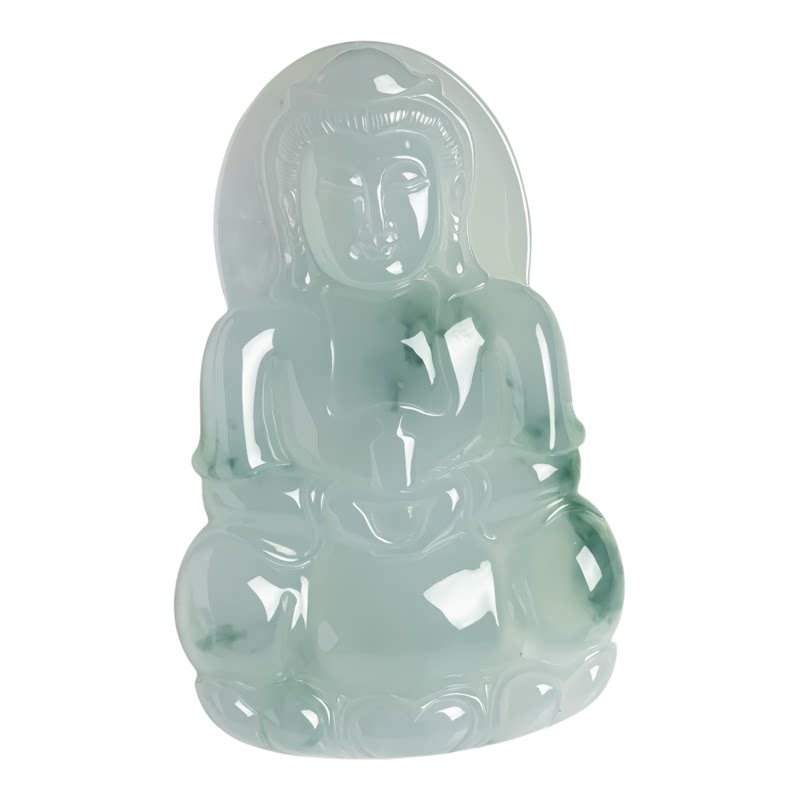 翠贵人冰种飘花观音如意吊坠男款