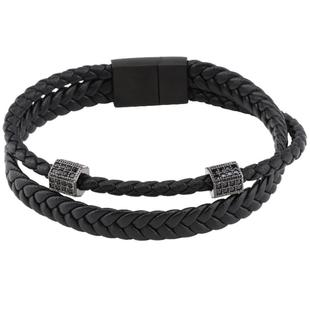 手链男款小众配饰男生手饰男潮流礼物黑色轻奢编织手绳男士装饰品