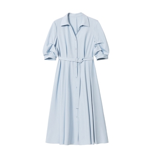 蓝语大码女装法式通勤收腰衬衫裙2026夏新款正式场合面试连衣裙子