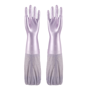 一体绒洗碗手套加绒家务厨房耐用植绒冬季耐用橡胶洗衣服保暖短款