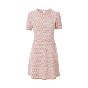 LIME莱茵糖果纱针织连衣裙2024秋季俏皮桃粉收腰裙子