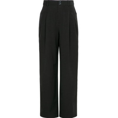 XG雪歌两粒扣设计黑色休闲裤时尚春季新款通勤简约宽松直筒裤女装