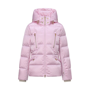 2025冬季新款小众纯色连帽防水滑雪服修身长袖保暖羽绒服外套女款