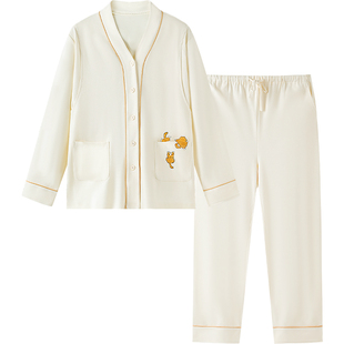 英氏孕妇纯棉月子服秋冬新款长袖孕妇哺乳睡衣产妇透气家居服套装