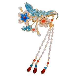 「小家碧玉」古风烧蓝流苏发夹新中式旗袍马面裙步摇头饰盘发夹子