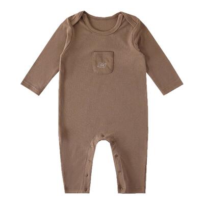 婴儿连体衣天丝春秋长袖口袋爬服