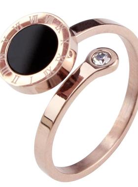 舒妃ins潮风可调节钛钢开口戒指