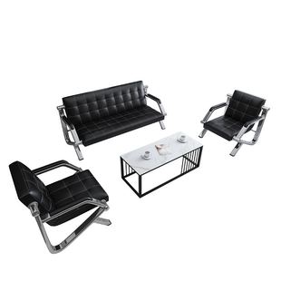 接待室办公沙发茶几组合简约现代商务会客简易办公室沙发三人位