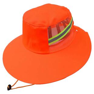 大帽檐夏季网眼遮阳防晒帽橘色太阳帽物业园林保洁环卫工人