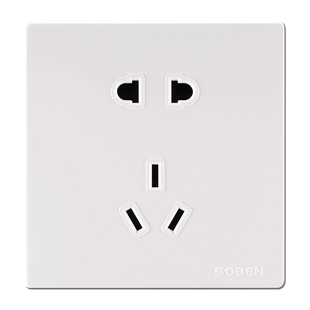 松本开关插座面板家用86型暗装墙壁16a一开带五孔多孔USB插座B2白