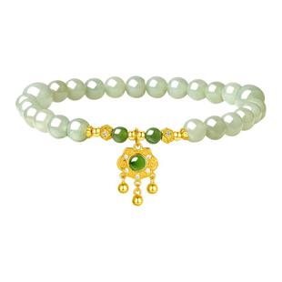 周大生祥云和田玉手串银送女友国风设计手链首饰品生日礼物女