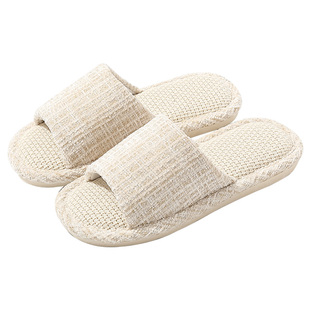 透气吸汗亚麻拖鞋女款夏天家居室内静音防滑日式四季棉麻拖鞋男士